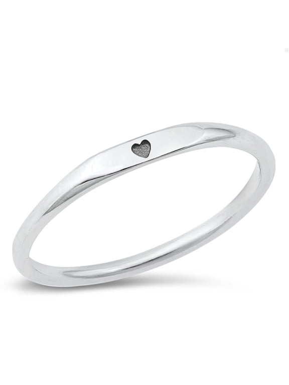 Sterling Silver Stackable Engraved Heart Ring Size 10