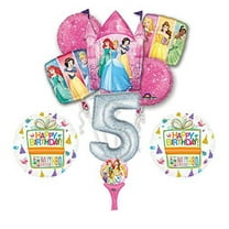 New! 9pc Disney Princess 5th BIRTHDAY PARTY Balloons Decorations Supplies