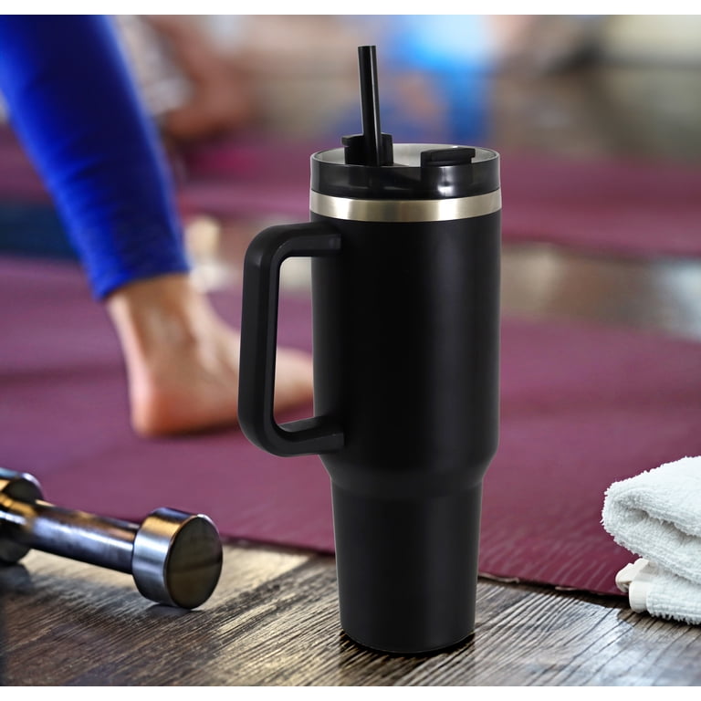 Mainstays 40 oz Stainless Steel Tumbler with Straw and Handle