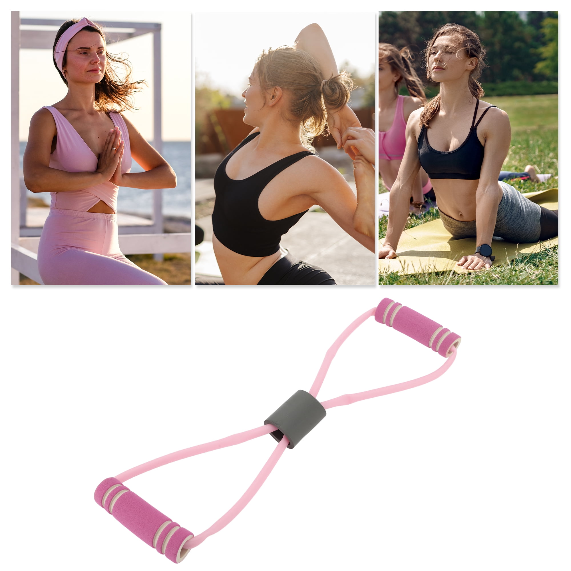 Unique Bargains Durable 8 Shaped Yoga Stretch Band 14 17x3 74 1 Pc Pink