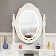 thumbnail image 5 of Vanity Sets with LED Mirror and Bench, Makeup Vanity Table Set, Upgrade Dressing Table Makeup Table Writing Desk with 4 Drawers, Makeup Vanity Set and Cushioned Stool for Girls, 29"Lx16"Wx56"H, Q8698, 5 of 12