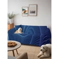 thumbnail image 6 of Blue Helix Stripes Couch Cover, Modern Minimalism Abstract Line Art Sofa Cover Blanket for 3 Cushion Couch, Sectional Sofa Slipcover Furniture Protector for Living Room Bedroom 71''x134'', 6 of 9