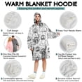 thumbnail image 5 of Wearable Oversized Blanket,Halloween Doodle Icons Pattern Wearable Blanket Hoodie for Adults,Cozy Hooded Blankets with Super Pockets,Super Warm Fuzzy Pullover for Women & Men, 5 of 6