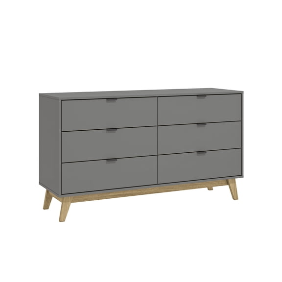 Kappesberg Hanford Modern 6-Drawer Dresser – Functionality and Style for Your Bedroom, for Adults and Teens - Gray