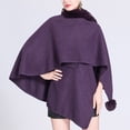 thumbnail image 2 of Cape Châle Tricotée Couleur Unie, Col Faux Élégant pour Femmes, 2 of 6