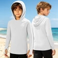 thumbnail image 2 of RUTAYY Boys Hooded Long Sleeve Athletic Tops Solid Color Loose Fit Kids Active Layering Tops White, 2 of 8