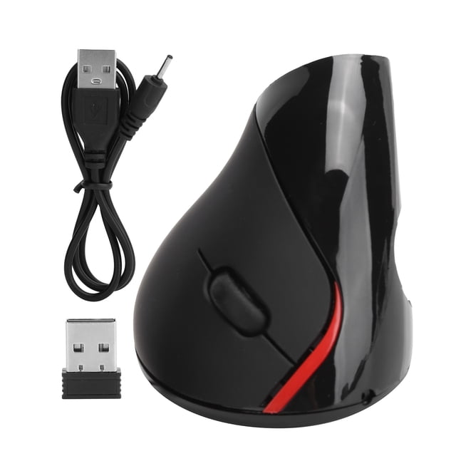 Ratón óptico vertical inalámbrico 5D de segunda generación, mano derecha, para juegos, oficina, ordenador, 1600DPI, negro