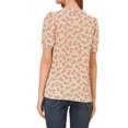 thumbnail image 3 of Allegra K Women's Floral Print Rufle Button Up Puff Short Sleeves Blouse Top, 3 of 6