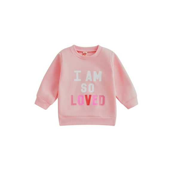 Bagilaanoe Toddler Baby Girl Valentine's Day Sweatshirt Long Sleeve Graphic Print Pullover 6M 12M 18M 24M 3T 4T Kids Fall Loose Tee Tops