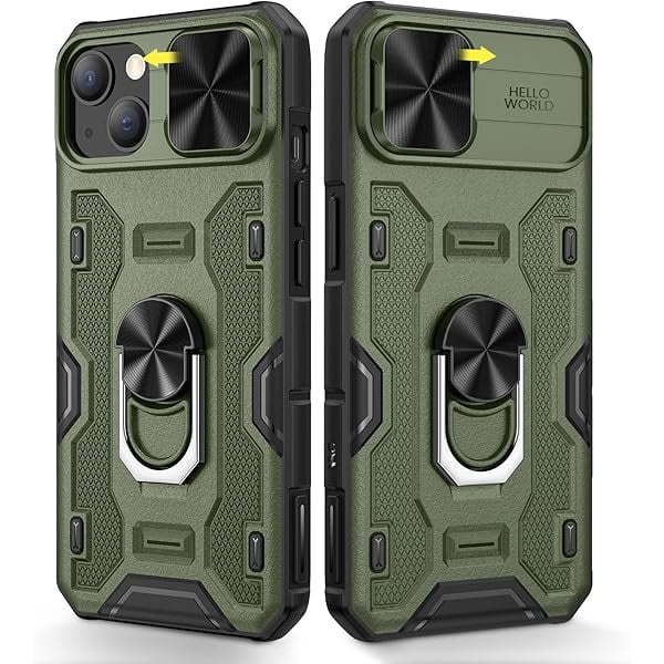 wonima11 Caka for iPhone 14 Plus Case, 14 Plus Case with Camera Cover & Kickstand, Built-in 360°Rotate Ring Stand Magnetic Magnet Protective Phone Case Cover for iPhone 14 Plus -Green