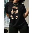 thumbnail image 2 of [Parfait T-Shirt Respirant de Printemps] T-Shirt Décontracté à Imprimé Carlin pour Femmes - Col Rond, Manches Courtes, Polyester Respirant - Parfait pour la Fête des Pères de Printemps et d'Été, Fête des Mères, Nouvel An, Festivité Printanière, 2 of 8