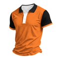 thumbnail image 5 of Garbnen Mens Polo Shirts Short Sleeve Collared Mens Golf Shirt Casual Color Block Breathable Work Sports Mens Workout Shirts Orange XL, 5 of 6
