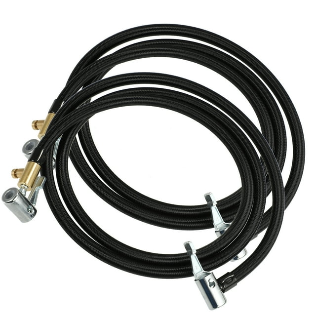 Unique Bargains 2pcs 59' Tire Inflator Hose Adapter Dual Lock on to Lock on Connection with Air Release Valve Black