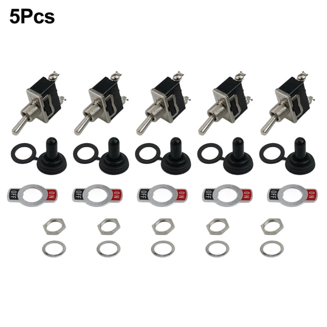 5X Heavy Duty Boat Rocker Toggle Switches 250V 2 Pin SPST On/Off Rocker Switches Black
