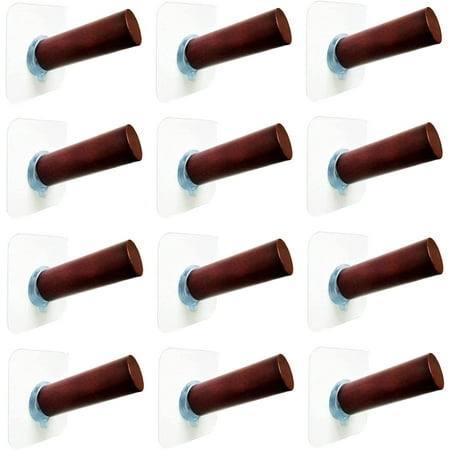 

Self Adhesive Hat Hooks for Wall 12 Pieces Solid Wood. Cowboy Hat Hangers for Wall Hat Hook Natural Hat Pegs Hat Hanger for Wall Entryway.Bathroom.Door.Stair-Side..Closet (Red Beech-12P)
