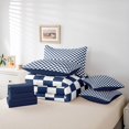 thumbnail image 6 of Manfei Contemporary Grid 7-Piece Twin Bedding,Checkered Art Bedding Comforter Set,Navy White,Navy Blue Reversible, 6 of 7