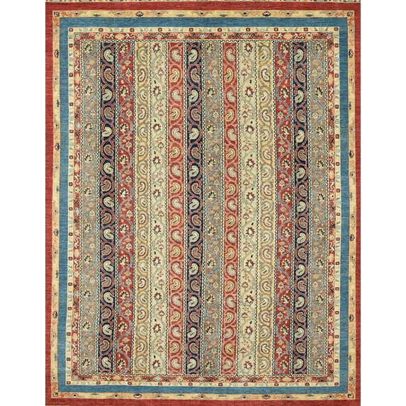 Ahgly Company Machine Washable Indoor Rectangle Abstract Ginger Brown Green Area Rugs, 7' x 9'