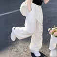 thumbnail image 5 of WAVSUF Kids Girls Cargo Pants Classic Fit High Waist Wide Leg Summer Daily Trendy Pants White Size 4, 5 of 6
