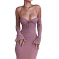 thumbnail image 2 of Women Elegant Off Shoulder Midi Dress Y2k Bodycon Long Dress Cocktail Party Summer Dress, 2 of 6