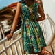 thumbnail image 5 of Vestido de cintura elástica sin mangas con estampado de cuello en V informal de verano para mujer a la moda Pompotops  ghjkhdj7985, 5 of 9