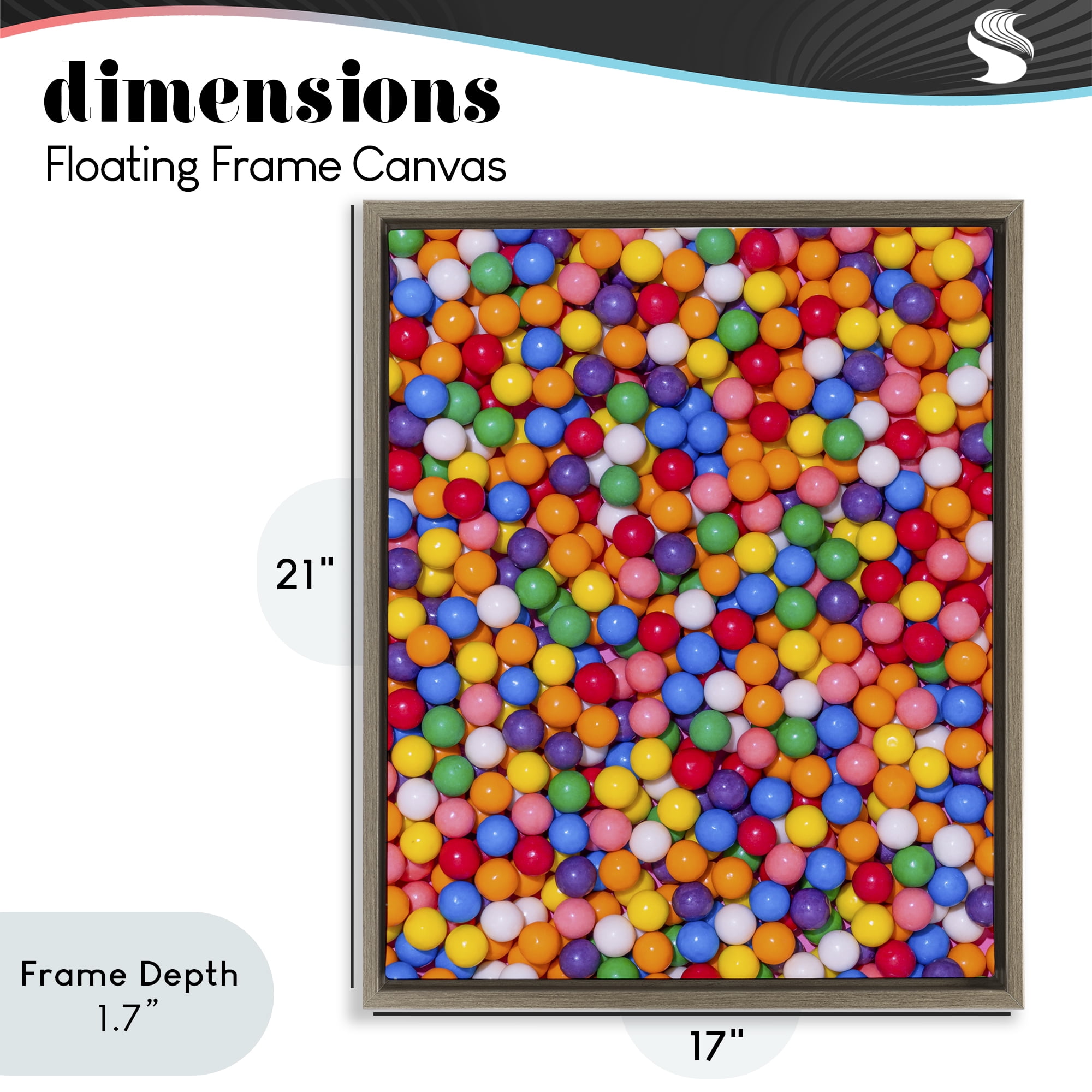 Stupell Industries Colorful Gumballs Close Up Brown Framed Floater Canvas Wall Art, design by LISH Creative