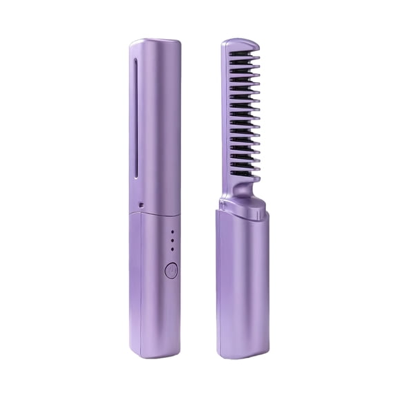 Travel-Size Gentle Hair Styler: Straightener Curler Comb with Frizz Control Technology