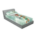 thumbnail image 2 of Ambesonne Animal Fitted Sheet & Pillow Sham Set, Bird with Flower Branch, Twin, Orange Green, 2 of 2