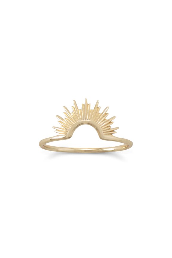.925 Sterling Silver "Shine On!" 14 Karat Gold Plated Sunburst Women's Ring