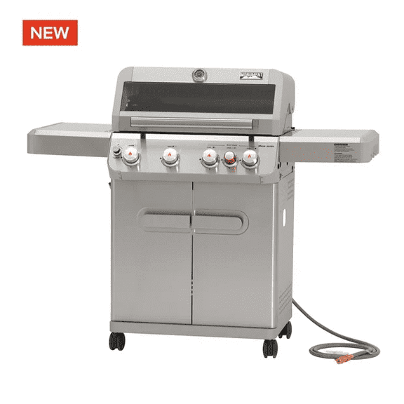 Monument Grills 4 1 Burner Natural Gas Grill with Natural Gas Hose, 50,000 BTU Stainless Steel Outdoor Patio Barbecue Grill, Broil Zone Fast Heating, Knob Lights, and Easy Cleanup, M415BZNG
