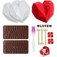 thumbnail image 1 of Juego de moldes de silicona con forma de corazón para el día de San Valentín, moldes de chocolate con forma de corazón rompible de 2 piezas, 11 Feliz Sencillez, 1 of 5