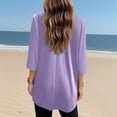 thumbnail image 5 of Duoif Shirts for Women, Womens Tunics to Wear with Leggings Summer 3/4 Length Sleeve V Neck Tshirts with Pockets Long Blouses Casual Womens Tops Purple XL, 5 of 7