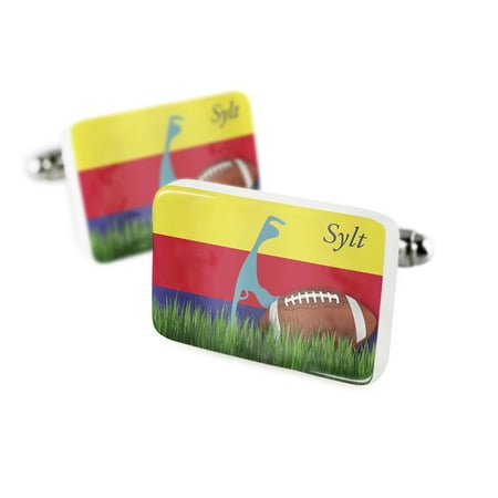 Cufflinks Football with Flag Sylt (Germany) Porcelain Ceramic NEONBLOND