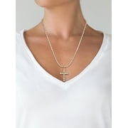 Jessica Simpson Women's Crystal Cubic Zirconia Cross Necklace