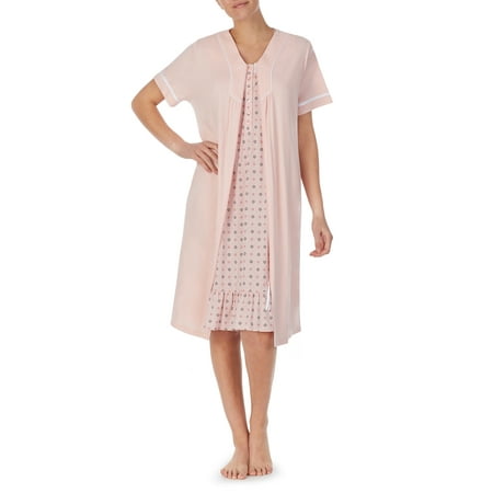 2x Robe - Secret Treasures Women's and Women's Plus Traditional Short Sleeve Zip Front Duster Robe