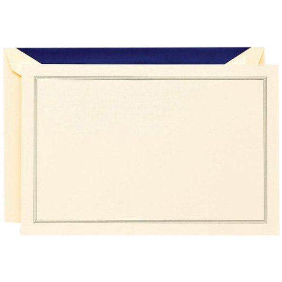 Crane & Co. Regent Blue Triple Hairline Correspondence Card (CC3315), Ecruwhite