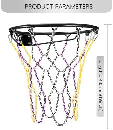 Voylla Basketball net, Metal Chain Net Braided Permanent Rust Proof (12 Links), Quick Installation