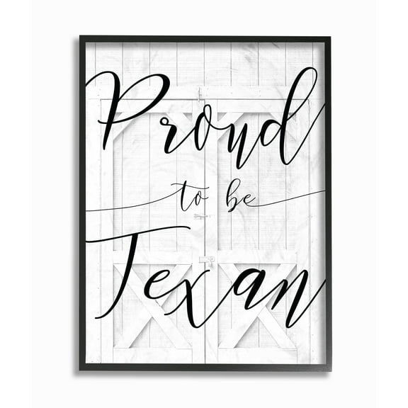 The Stupell Home Decor Collection White Barn Door Proud To Be Texan Oversized Framed Giclee Texturized Art, 16 x 1.5 x 20