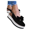thumbnail image 2 of Zapatos planos de punta redonda hueca para mujer, suela gruesa, correa con hebilla de lazo, zapatos informales Wmkox8yii sa932, 2 of 3