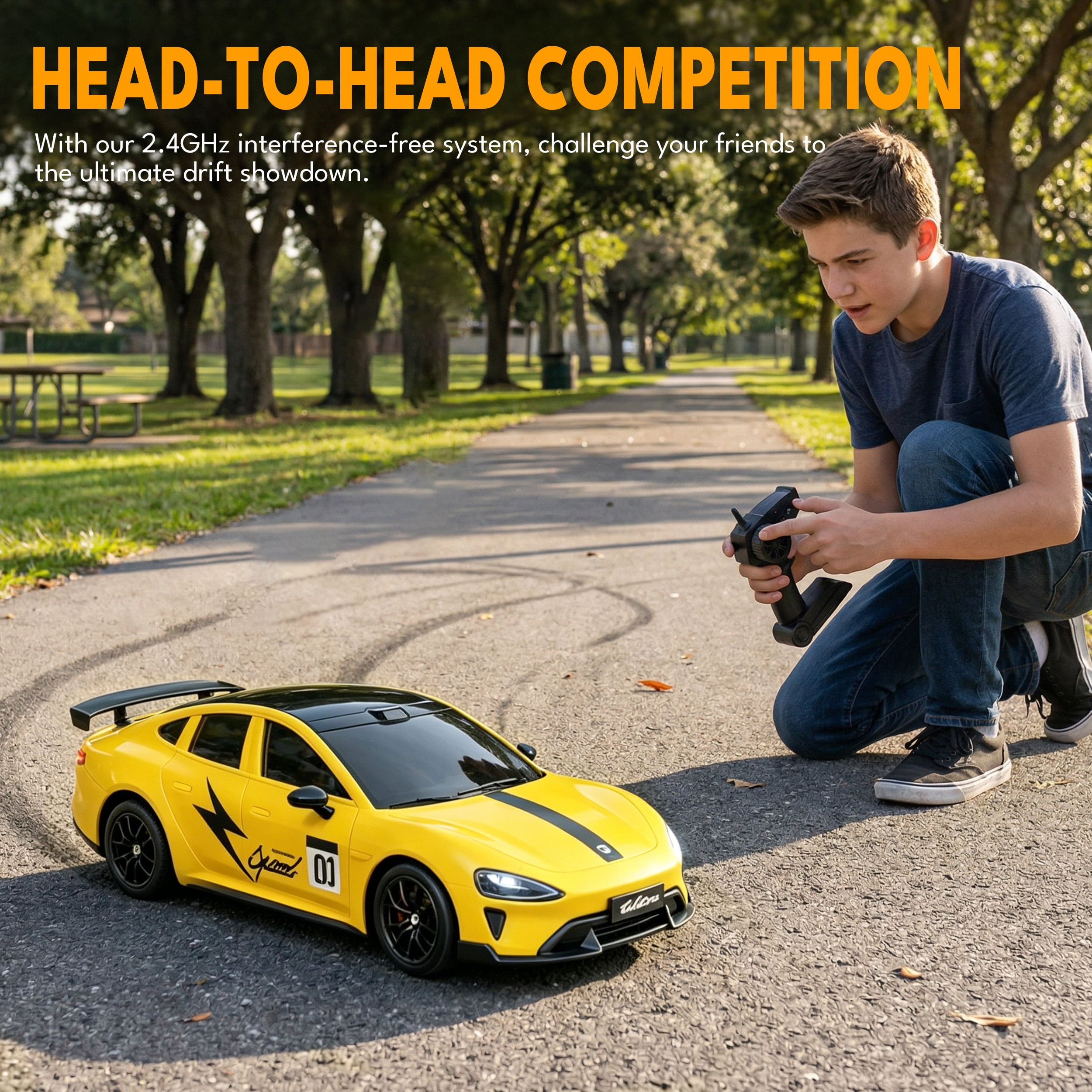 KIVDIT 1:24 Rc Cars,2.4 Ghz Variable Speed Remote Control Car with LED Lights,Outdoor Toys for Kids Age 4-8