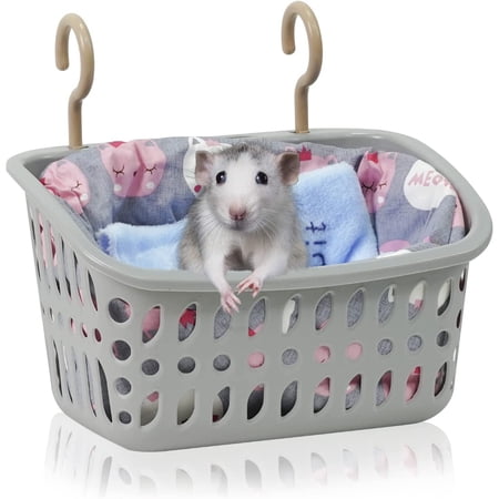 PEACNNG Small Animals Rat Bed with Removable Cushion Blanket, Hamster Hanging Basket, Warm Bed, Rat Cage Accessories and Habitats for Sugar Lids, Guinea Pigs, Ferrets, Parrots