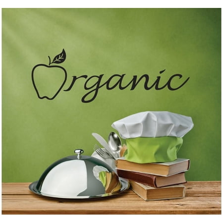 Family Organic Cute Home Wall Decal Decoration Organic Text Lettering with Cute Apple Lasts Years and Easily Removable - Size: 5 In(W) x 10 In(H)