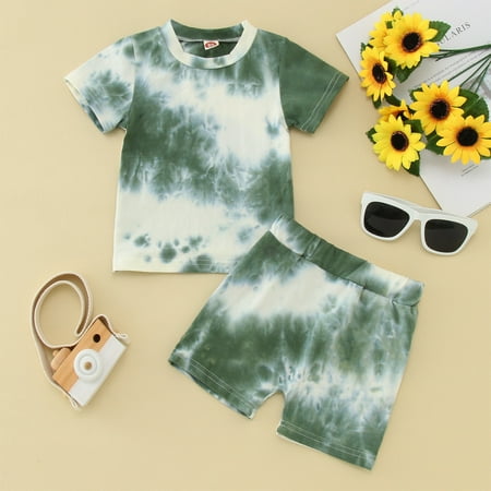 

Hunpta Toddler Boys Girls Short Sleeve Tie Dye T Shirt Tops Shorts Sports Outfits Tracksuit