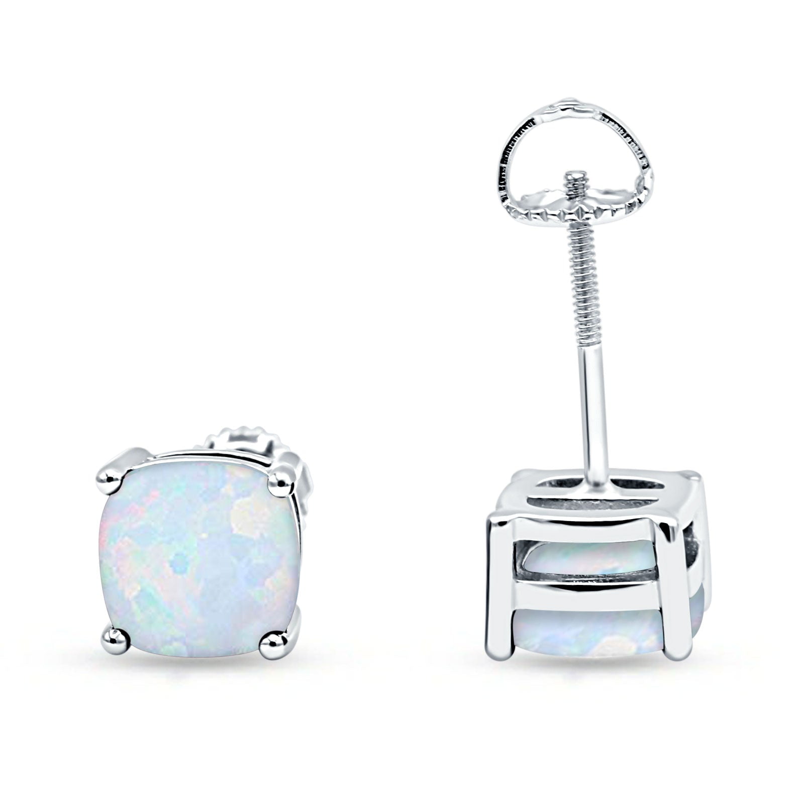 5mm Solitaire Screw Back Stud Earring Cushion Cut Solid 925 Sterling Silver
