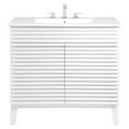 thumbnail image 3 of Sink Vanity Cabinet, White, Wood, Mid Century Hotel Bedroom Bathroom, Modern Contemporary HB33385, 3 of 9