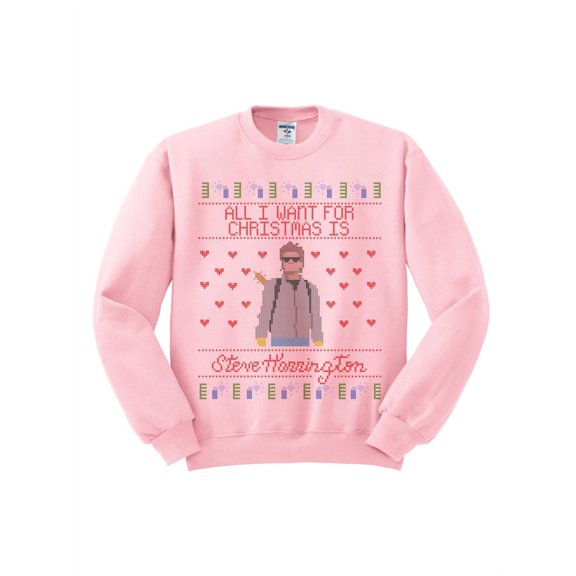 Steve Harrington Christmas Sweatshirt Large Pink