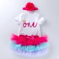 thumbnail image 4 of Zecgelong Girls Birthday Party Outfit Short Sleeve Romper Dress With Hair For Toddler First Year Celebration Photoshoot Girls Outfits Sets Age 0-3 Months, 4 of 4