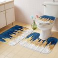 thumbnail image 2 of Blue Gold Bath Mat 3 Piece Bathroom Rug Set, Modern Street Art Splatter Foil Painting Non Slip Bath Rug Contour Mat and Toilet Lid Cover, Absorbent Shower Mats Soft Bath Rugs and Mats Sets, 2 of 8