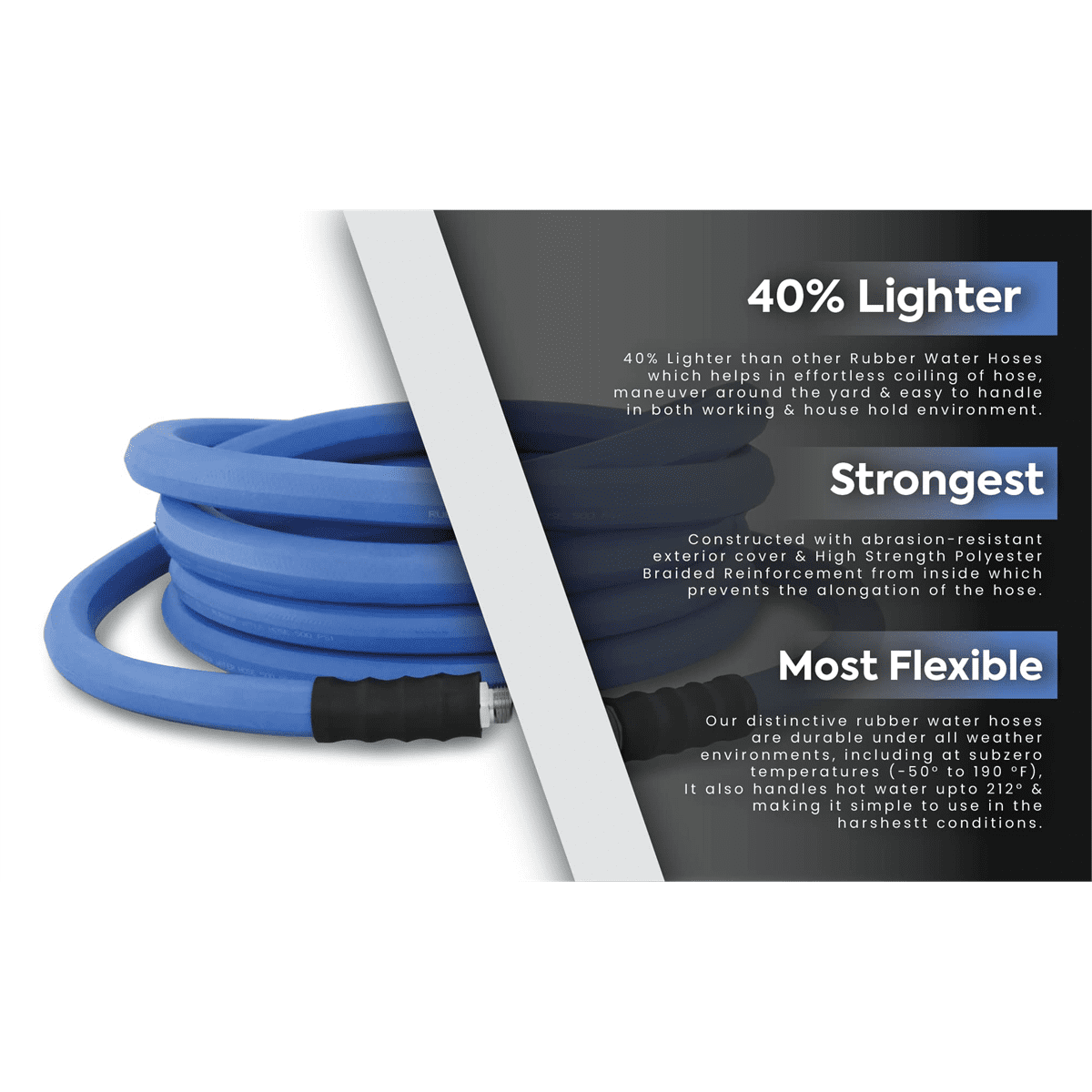 AG-Lite 3/4" x 75' Rubber Water Hose