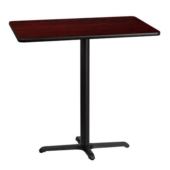 Bowery Hill 30" x 42" Restarant Bar Table in Black and Mahogany