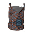 thumbnail image 1 of Mandala Laundry Bag, Ornate Lace Chinese Pattern Circles Swirls and Dots Flower Illustration, Basket with Handles Drawstring Closure for Laundromats, 13" x 19", Blue Vermilion Black, by Ambesonne, 1 of 4